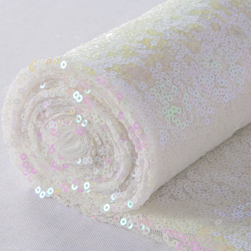 ShiDianYi 3 Feet 1 Yards 1PC Transparent WhiteSequin Fabric, by The Yard, Sequin Fabric, Tablecloth, Linen, Sequin Tablecloth, Table Runner (1Yards 1PC Transparent White) - Image 1